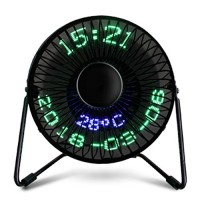 SQLang USB LED Fan  Portable Desk Real Time Date Temperature Display 360°Rotation Cooling Fan For Home Office PC - B07D6JC3MF